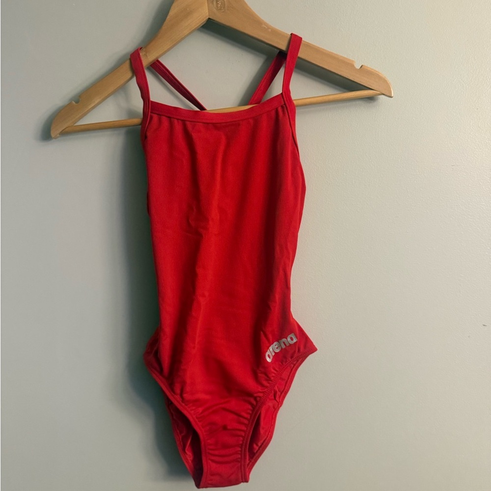 Arena Master FL One Piece Swimsuit Red Metallic Silver NWT USA 26